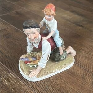 Charming Figurine of Man and Child - Multicolor